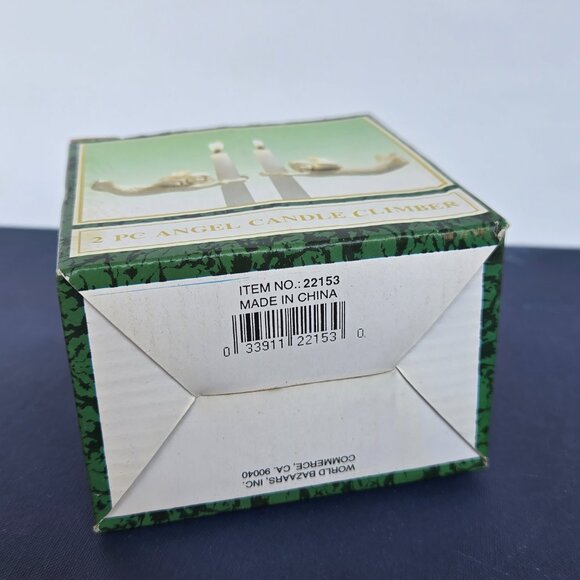 Vintage Candle Climber set of 2 Angels in Original Box Ceramic Candle Hugger - Picture 3 of 10